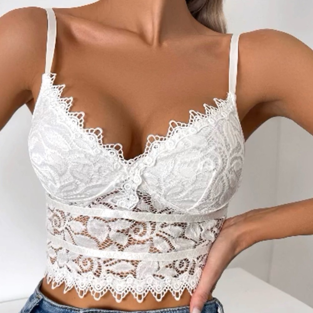 Y2K Fairy White Floral Lace Corset Bustier EDC Womens Size Large - Picture 6 of 7
